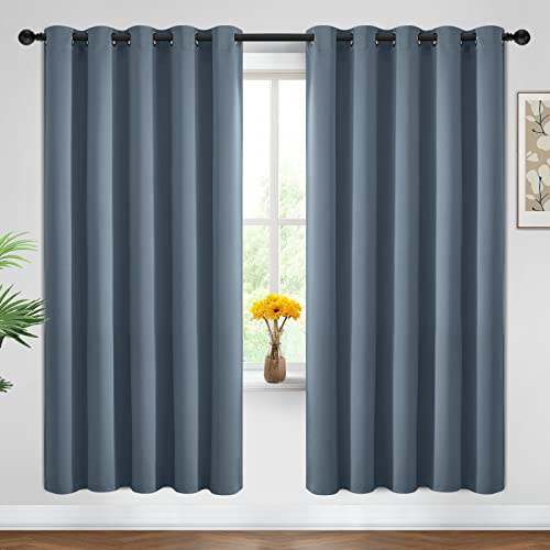 Room Darkening Curtains 62x72 inch Length Stone Blue (Stone Blue / 62"W x 72"L (Pack of 2))