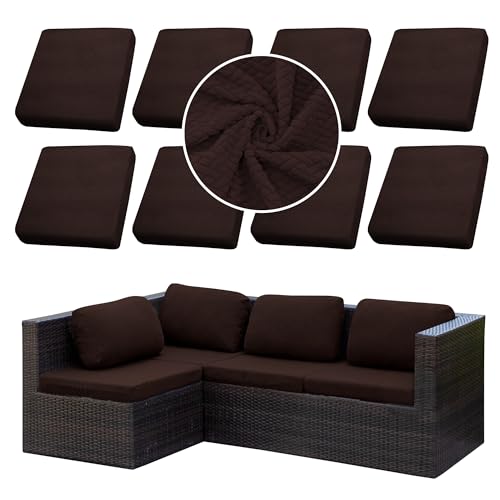8PCS Patio Cushion Covers.Patio Furniture Couch SeatSlipcovers (Brown. / 8PCS)