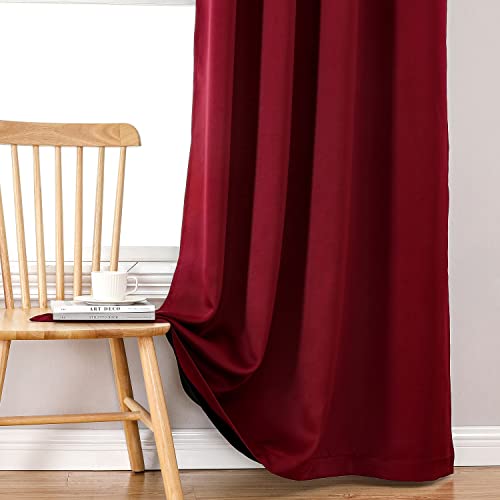100% Blackout Curtains for Bedroom 84 Inches Long 2 Panels Set (60"W x 84"L (Pack of 2) / Burgundy)