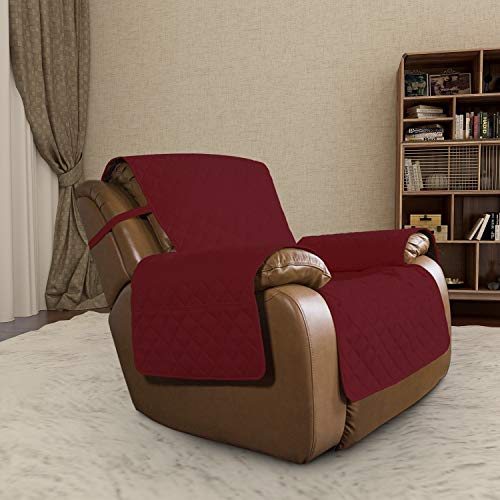 Reversible Couch Cover (Christmas Red/Ivory / Large Recliner)