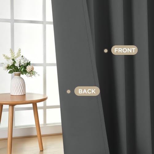 Blackout Curtains 72 Inch Length 2 Panels Set (Grey / 52"W x 72"L (Pack of 2))