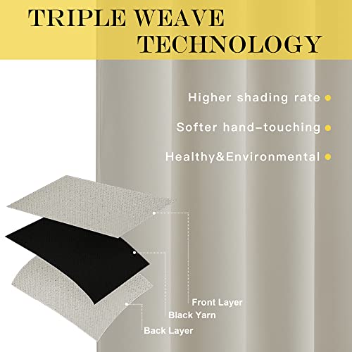 Short Blackout Curtain for Bedroom (Natural / 52"W x 54"L (Pack of 1))