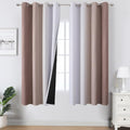 Taupe and Greyish White Ombre Blackout Curtains Living Room 63 Inches Long (Taupe and Greyish White / 52"W x 63"L (Pack of 2))