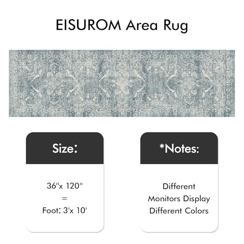 3x10 Washable Hallway Runner Rug (Blue / 3x10)
