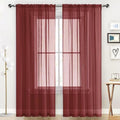 Basic Rod Pocket Sheer Voile Window Curtain Panels Burgundy 1 Pair 2 Panels 52 Width 108 Inch Long for Kitchen Bedroom Children Living Room Yard (Burgundy / 52"W x 108"L (Pack of 2))