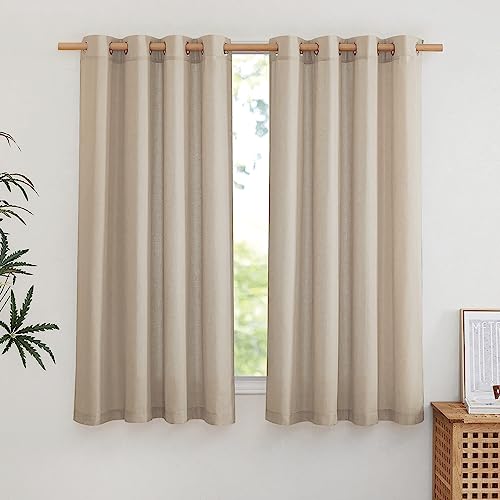 Flax Linen Taupe Window Curtains 63 inches Long (Taupe / 55"W x 63"L (Pack of 2))