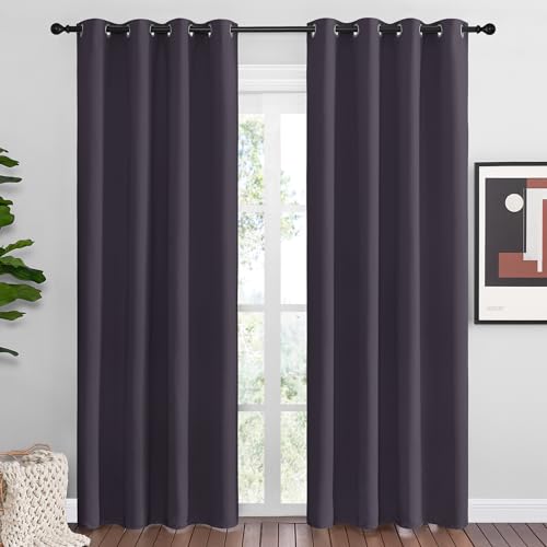 Greyish Purple Blackout Curtains 86 inches Length for Living Room (Greyish Purple / 55"W x 86"L (Pack of 2))