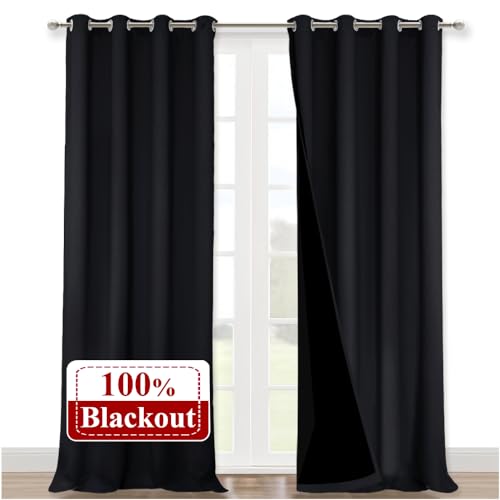 Extra Long Truly Blackout Drapes for Hall and Villa (Black / 52"W x 120"L (Pack of 2))