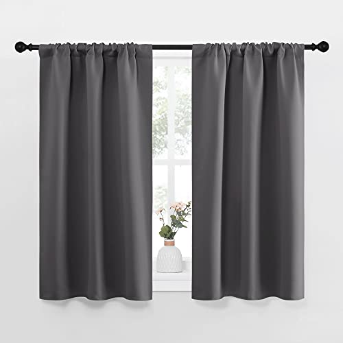 Grey Blackout Curtains for Bedroom 34" Wide x 45" Long 2 Panels (Grey / 34"W x 45"L (Pack of 2))