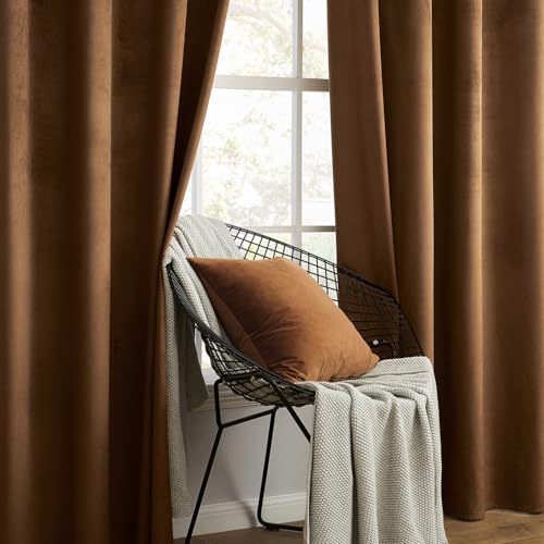 Velvet Curtains Chocolate Brown 52 x 84 Inch Length Set of 2 (Chocolate / 52"W x 84"L (Pack of 2))