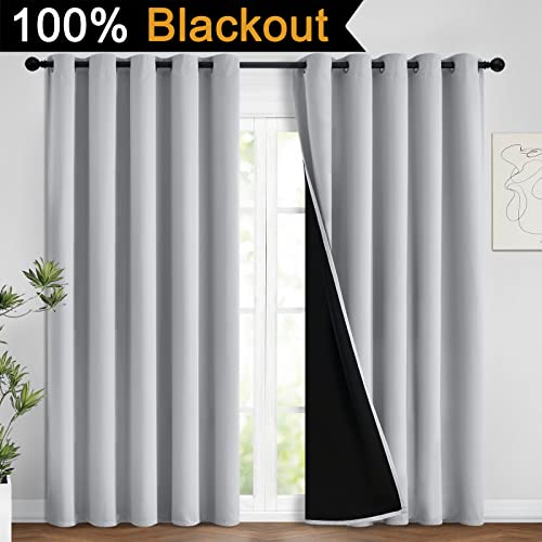 Light Grey 100% Blackout Curtains 96 Inches Long 62" Wide 2 Panel (62"W x 96"L (Pack of 2) / Light Grey)