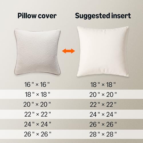 Boucle Throw Pillow Covers for Couch (White / 22" x 22" (Pack of 2))