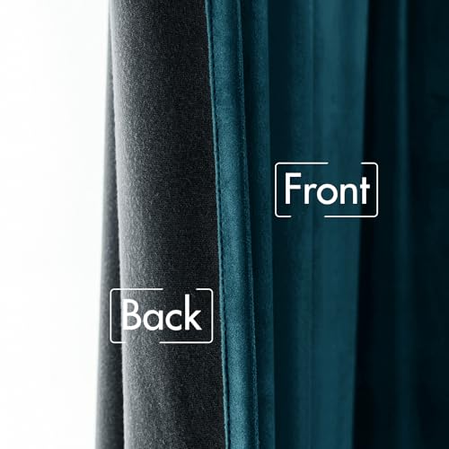 Peacock Blue Velvet Curtains 52x96 inches 2 Panels Blackout Curtains (Peacock Blue / 52"W x 96"L (Pack of 2))