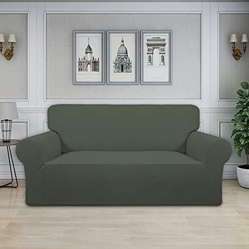 Stretch Oversized Loveseat Couch Covers Washable Olive Green (Medium-XL Loveseat / Olive Green)