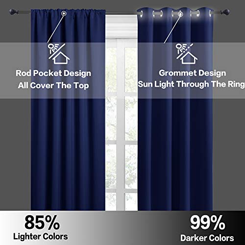 54 inch Blackout Curtains for Living Room Bedroom (Marine Blue / 42"W x 54"L (Pack of 2))