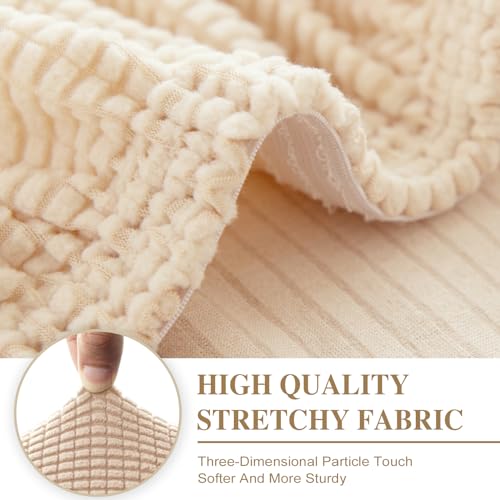Couch Cushion Cover Loveseat Cover or 2 Seat Sofa Cover Washable Stretch Sectional Sofa Slipcover (Natural / Loveseat Cover)