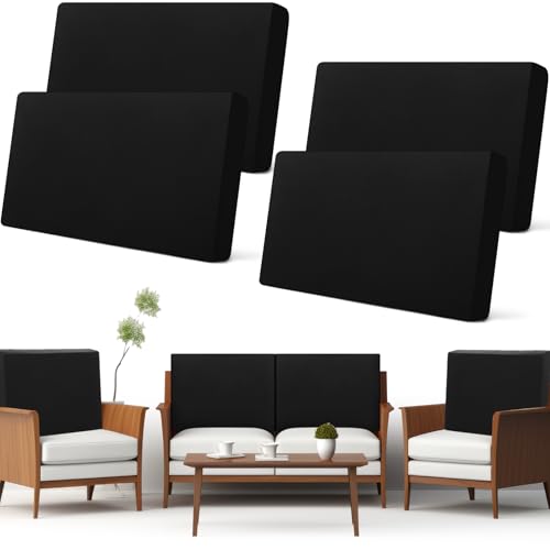 4 Pcs Stretch Cushion Covers (Black / Back Cover)