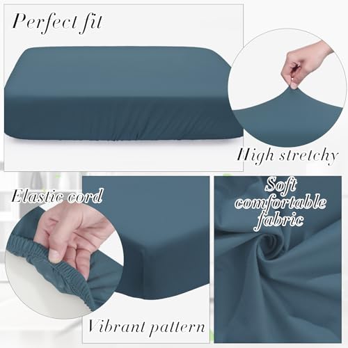 4 Pcs Stretch Cushion Covers (Dusty Blue / Seat Cover)