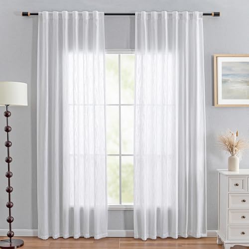 White Curtains 80 Inch Length 2 Panels Set (50"W x 80"L (Pack of 2) / White)