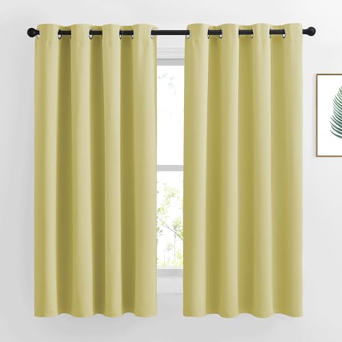 Room Darkening Curtains for Living Room (Paler Yellow / 52"W x 63"L (Pack of 2))
