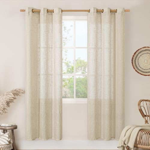 80 Inches Long Natural Linen Curtains for Living Room 2 Panels (34"W x 80"L (Pack of 2) / Linen)