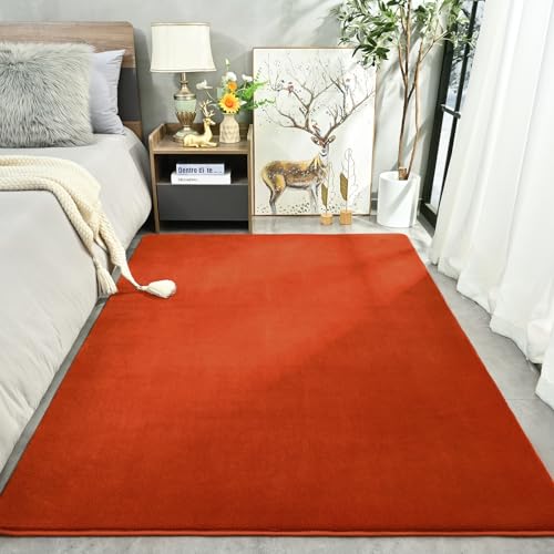 Modern Area Rug for Bedroom Living Room (4' x 6' (Rectangular) / Orange)