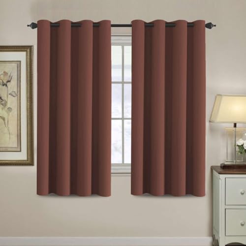 Blackout Curtain for Living Room Thermal Insulated Window Treatment Curtain Extra Long 63 inch Length Energy Saving Solid Grommet Top Blackout Drape (52"W x 63"L (Pack of 1) / Rust)