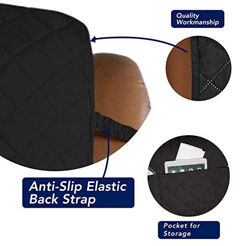 Reversible Quilted Oversized Recliner Sofa Cover (Large Recliner / Black/Beige)
