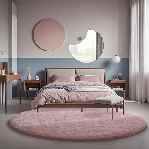 Round Rugs 6Ft Pink Circle Area Rug (5- Pink / 6' (Round))