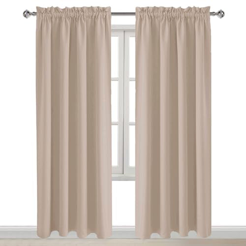 Blackout Curtains for Bedroom Living Room 52 x 84 Inch Long Camel (Camel / 52"W x 84"L (Pack of 2))