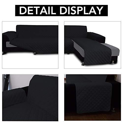Reversible L Shape Sectional Couch Cover (X-Large / Black/Black)