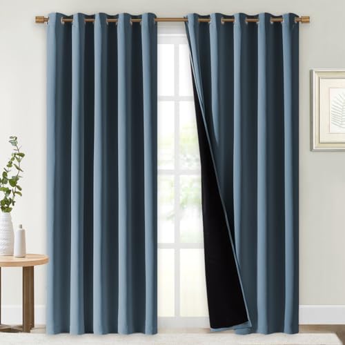 100% Blackout Window Curtain Panels (Smoky Blue / 70"W x 84"L (Pack of 2))