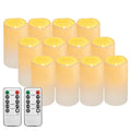 Outdoor Plastic flameless Candles with Remote Control and Timer (D3"xH5.5" - 12pack / lvory-warm light)