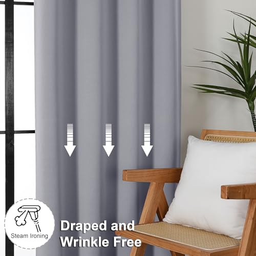 Ava Silver Grey Blackout Curtains for Bedroom 90 Inches Long 2 Panels Set (Silver Grey / 40"W x 90"L (Pack of 2))