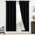 100% Blackout Curtains 52x72 inch Long Black Window Drapes (Black / 52"W x 72"L (Pack of 2))