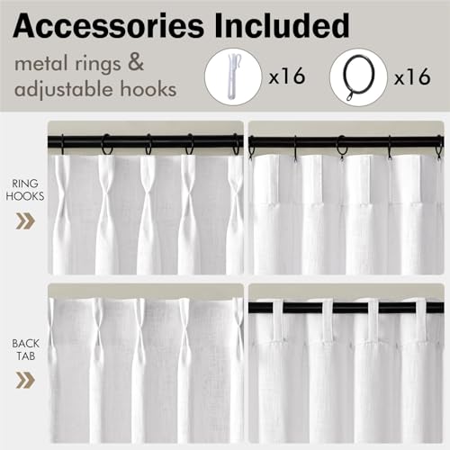 Pinch Pleated Thick Linen Curtains 84 Inch Long 2 Panels White (White / 40"W x 84"L (Pack of 2))