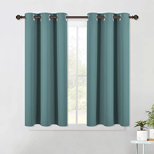Modern Blackout Curtains Noise Reducing (Greyish Blue / 42"W x 45"L (Pack of 2))
