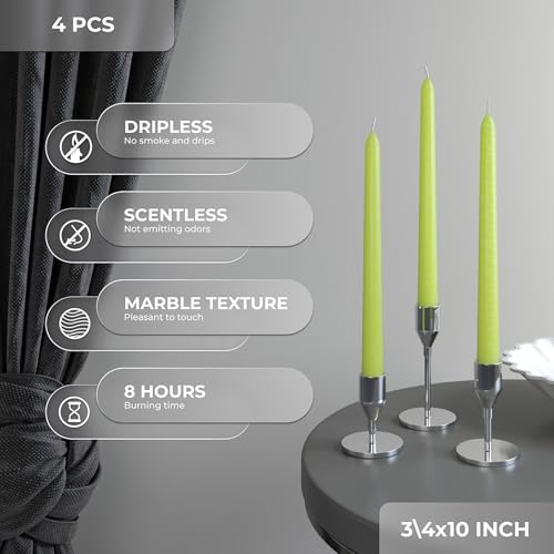 10 inch Olive Taper Candles Set of 4 (Tapered 10 inch / Olive)