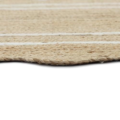 Wave Scalloped Jute Runner Handwoven Hallway Runner 2'6"x20' Off (2'6"x20' / White)
