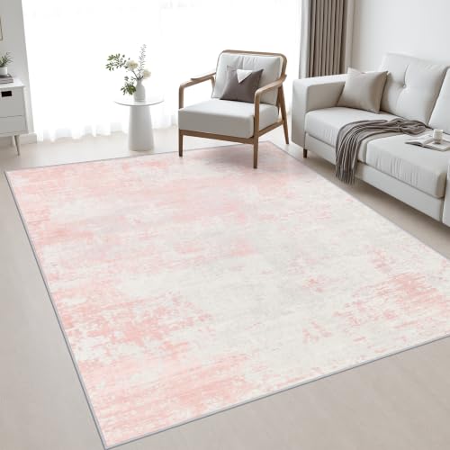 5x7 Area Rug Living Room (Pink White / 5' x 7' (Rectangular))