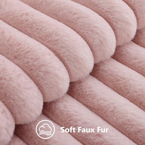 Fall Faux Fur Throw Pillow Covers 20x20 Set of 2 Pink (Pink / 20" x 20" (Pack of 2))