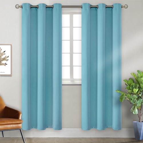 Aqua Blue Room Darkening Curtains 84 Inch for Living Room (Aqua / 38"W x 84"L (Pack of 2))