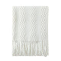 Off White Throw Blanket 50x60Inch Boho Knit Soft Throw Sofa Blanket (Off White / 50"x60")
