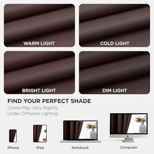 Blackout Curtains 72 inches Long 2 Panels Set (Chocolate / 42"W x 72"L (Pack of 2))