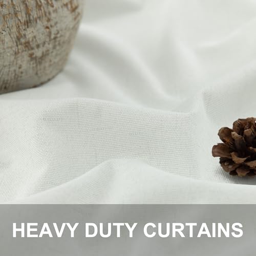 Bedroom Blackout Curtains 63 Inches Long 2 Panel Thermal Curtain for Summer Heat Dining Living Room Darkening Back Tab Short Drapes for 62 Inch Window Length Boho Linen Textured Ivory Off White (Ivory / 52"W x 63"L (Pack of 2))