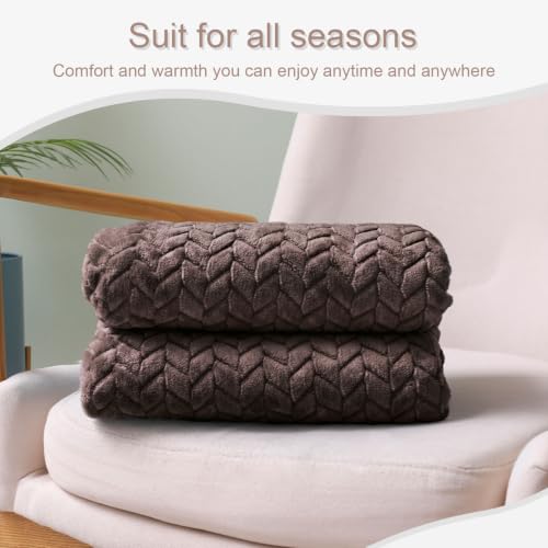 Fleece Throw Blanket for Couch Sofa (Coffee / Throw ( 50x70 IN ))
