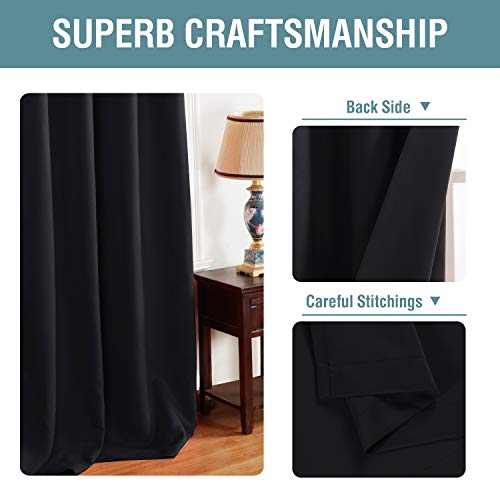 100% Blackout Bedroom Curtains Drapes 63 Inch Length Thermal Insulated Window Curtain Panels Energy Efficient Grommet Top Winter Curtain (52"W x 63"L (Pack of 1) / Jet Black)