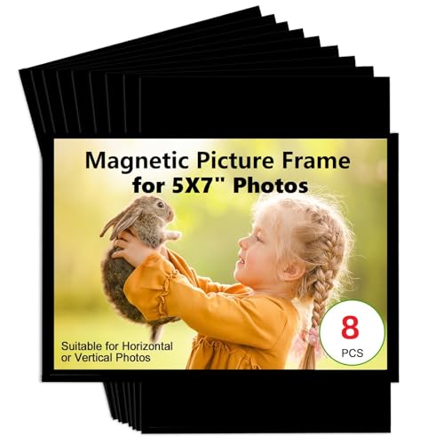 Black Magnetic Picture Frame 5X7 for Refrigerator (Black 8PCS / 5x7")