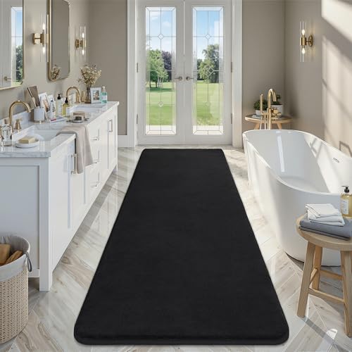 Modern Soft Hallway Runner Rug (3' x 10' (Runner) / Black)