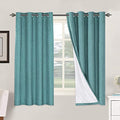 100% Blackout Linen Curtains 63" L 2 Panels Teal (Teal / 52"W x 63"L (Pack of 2))